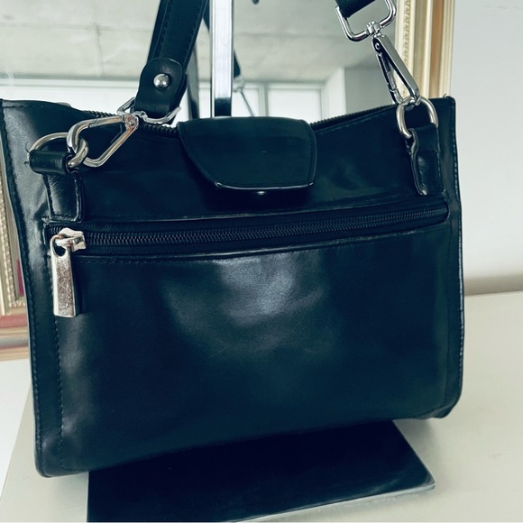 DANIER BLACK LEATHER CROSSBODY BAG SHOULDER WOMEN VINTAGE BAG - Picture 8 of 12